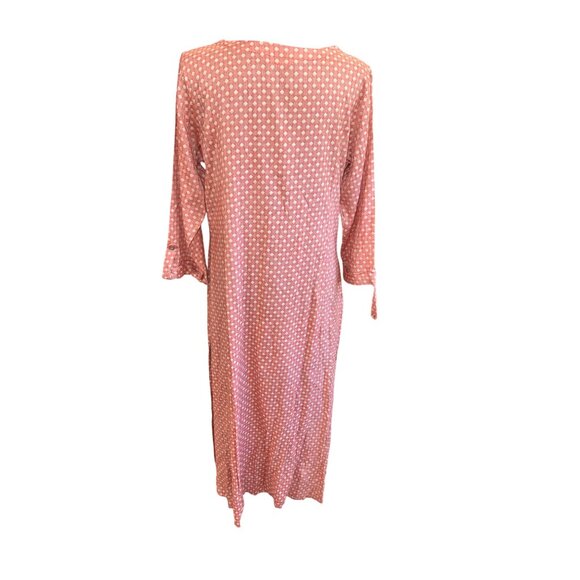 Anvita XL Pink White Polka Dot L/S Button Maxi Dress Peasent Cottage Country - Picture 2 of 11